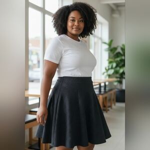 GNW Pull -On Mini Black Flared Skirt In XL Med Weight